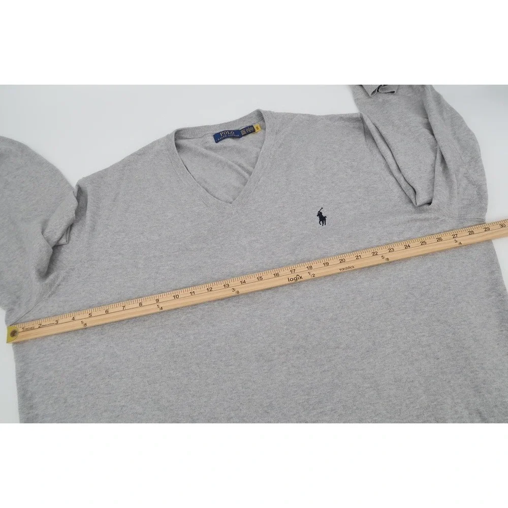 Polo Ralph Lauren Men's 3XLT Tall Gray Lightweight Knit Sweater V-Neck Pullover - Picture 7 of 11